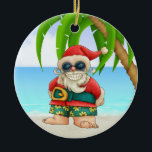 Paradise Beach Santa - SRF Keramikornament<br><div class="desc">Viel Spaß damit! Denken Sie an Themen! Spielen Sie mit Hintergrundfarben, fügen Sie Text hinzu oder löschen Sie, und (gegen ein bisschen extra Gebühr) passen Sie den Rücken mit Bildern, Farbe, Ihr Logo / Geschäftsinfos, etc.! Erinnern Sie sich, Ziergegenstände sind nicht nur für Weihnachtsbäume. Sie sehen schön in Ihrer Zuhause...</div>
