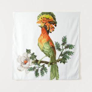 Paradise Birds: Exotic Floral Background Wandteppich