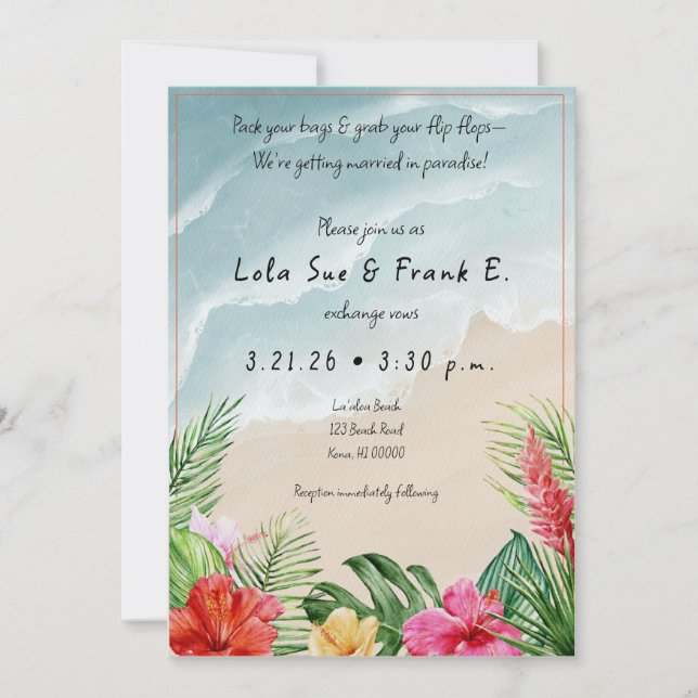 Paradise Blooms Hochzeitseinladungen Einladung (Vorderseite)