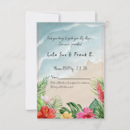 Paradise Blooms Wedding Response Card RSVP Karte