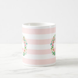 Paradise Floral und Streifen Monogramm Kaffeetasse