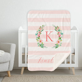 Paradise Floral und Streifen Monogramm Sherpadecke