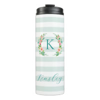Paradise Floral und Streifen Monogramm