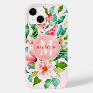 Paradise Floral Watercolor Monogram Case-Mate iPhone 14 Hülle
