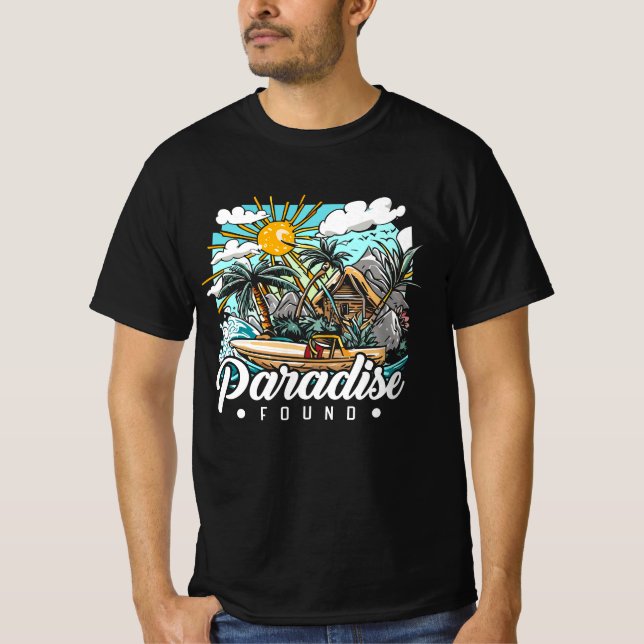 Paradise Found Tropical Beach Design T-Shirt (Vorderseite)
