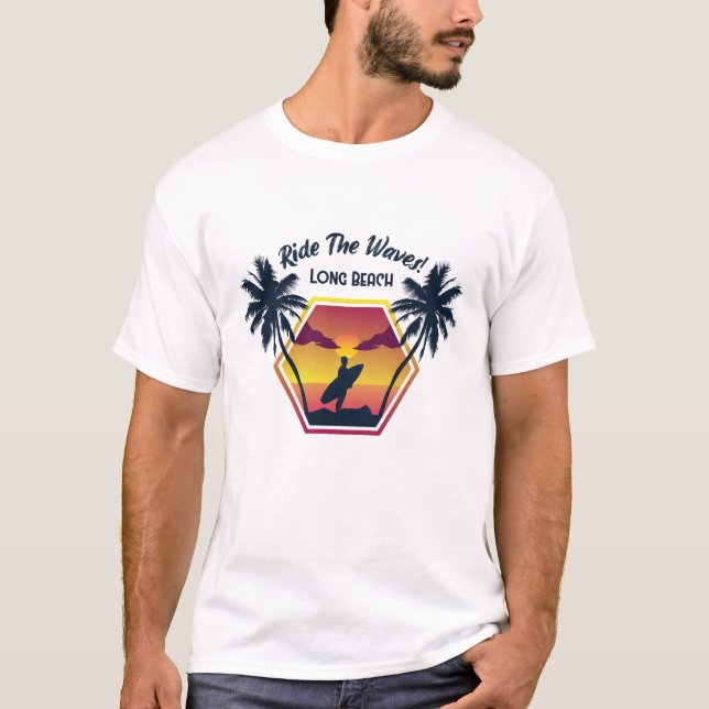 Paradise Is on Sea Hawaii Retro Surf Sunset Beach T-Shirt (Vorderseite)
