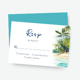 Paradise Island Tropical Beach Wedding Carte RSVP