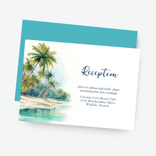 Paradise Island Tropical Beach Wedding Empfang Begleitkarte (Von Creator hochgeladen)