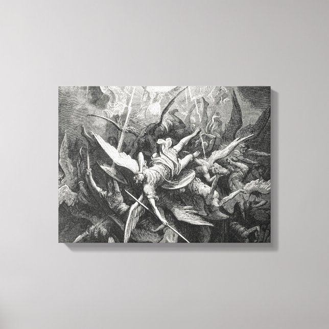 Paradise Lost Fall der Rebellen Engel Gustave Dore Leinwanddruck (Vorderseite)
