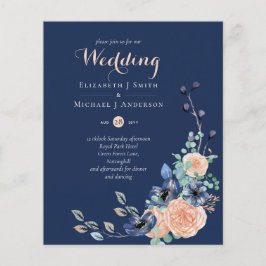 Paradise Navy Korallenblumen Hochzeiten Einladunge