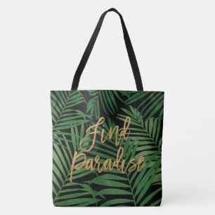 Paradise Palm Hawaiian Beach Bag - Schwarz und Gol Tasche