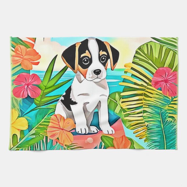 Paradise Puppy Design Geschirrtuch (Horizontal)