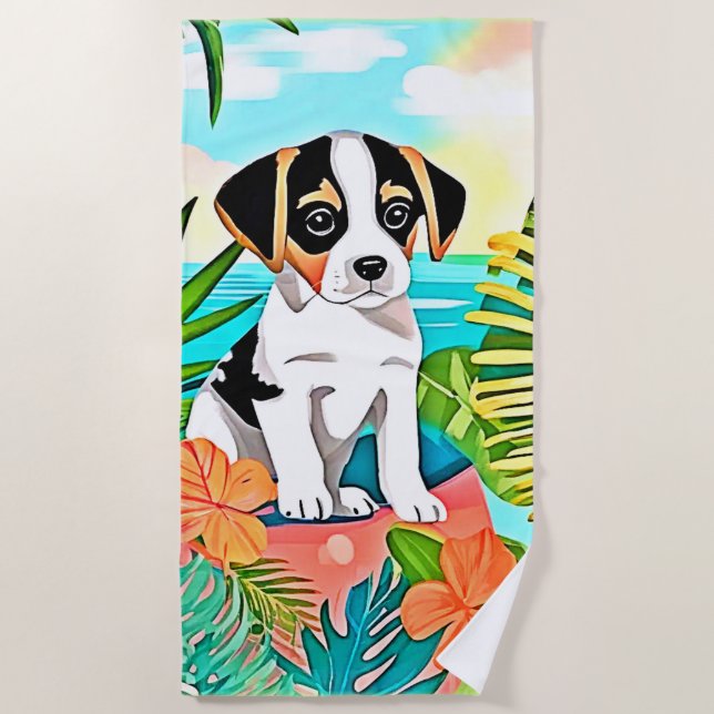 Paradise Puppy Design Strandtuch (Vorderseite)