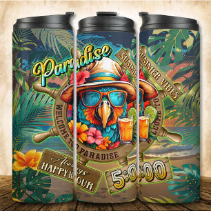 Paradise Summer Vibes Bird immer Happy Hour 5 Thermosbecher