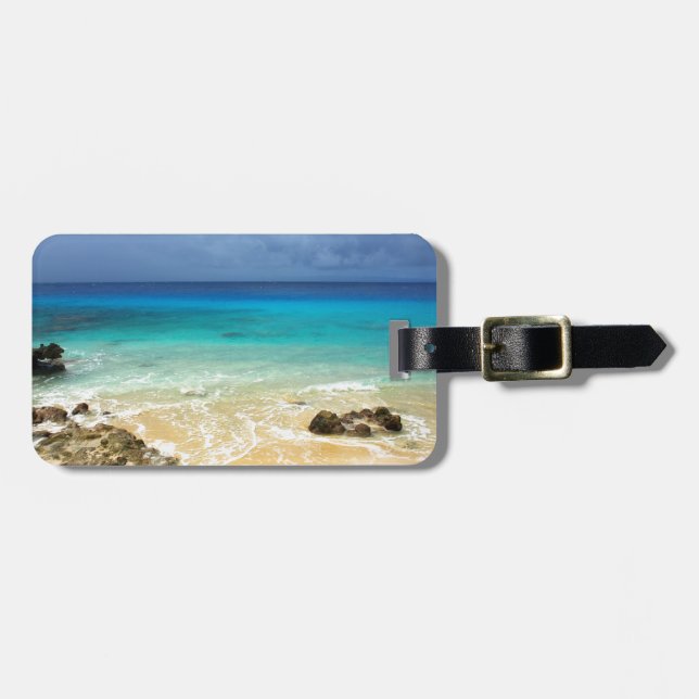 Paradise tropische Insel Strand Gepäckanhänger (Vorderseite horizontal)