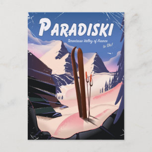 Paradiski Tarentaise Valley , Frankreich , Skipost Postkarte