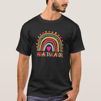 Paraeducator Crew Para Squad Regenbogen zurück nac T-Shirt