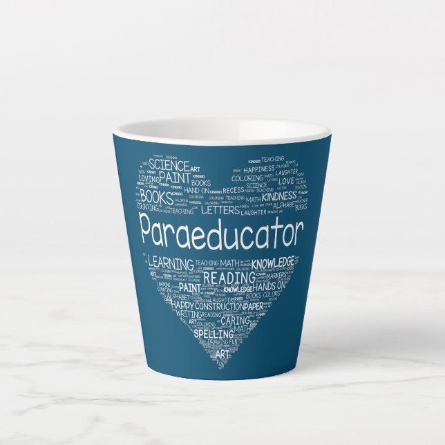 Paraeducator Heart Teacher Paraprofessional Back Milchtasse (Vorderseite)