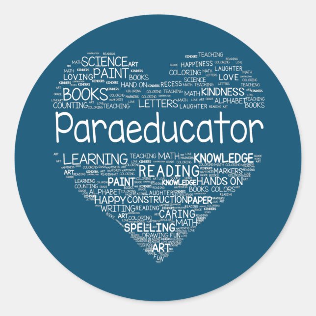 Paraeducator Heart Teacher Paraprofessional Back Runder Aufkleber (Vorderseite)