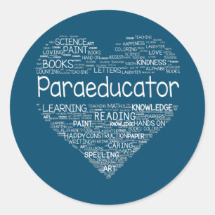 Paraeducator Heart Teacher Paraprofessional Back Runder Aufkleber