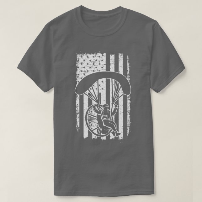 Paraglide Skydive America Flag Patriotic Paramotor T-Shirt (Design vorne)