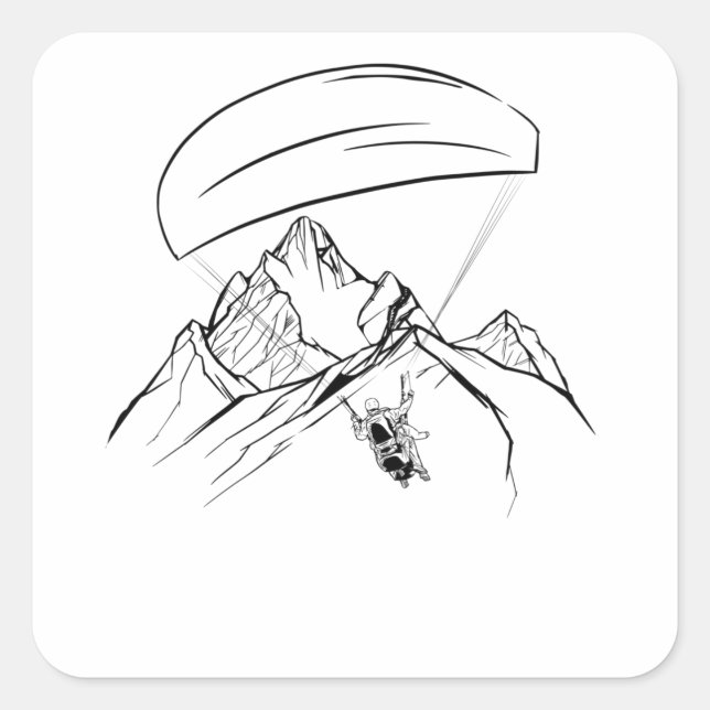 Paraglider Adventure Mountains Glide Quadratischer Aufkleber (Vorderseite)