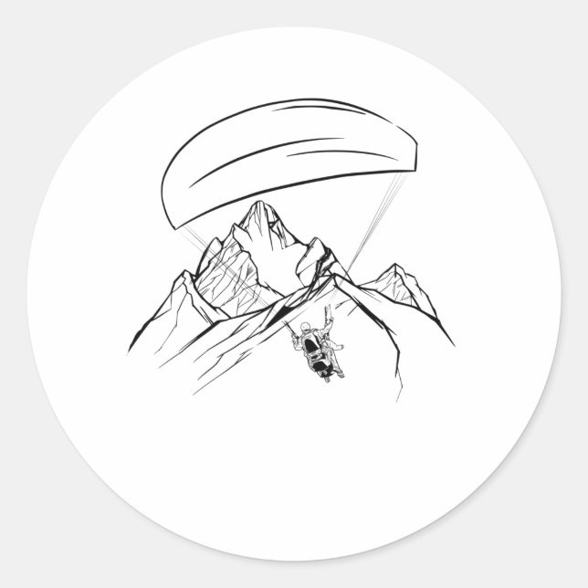 Paraglider Adventure Mountains Glide Runder Aufkleber (Vorderseite)