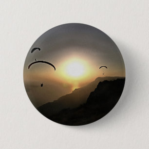 Paragliders Wanderlust Extreme Sports Art Button