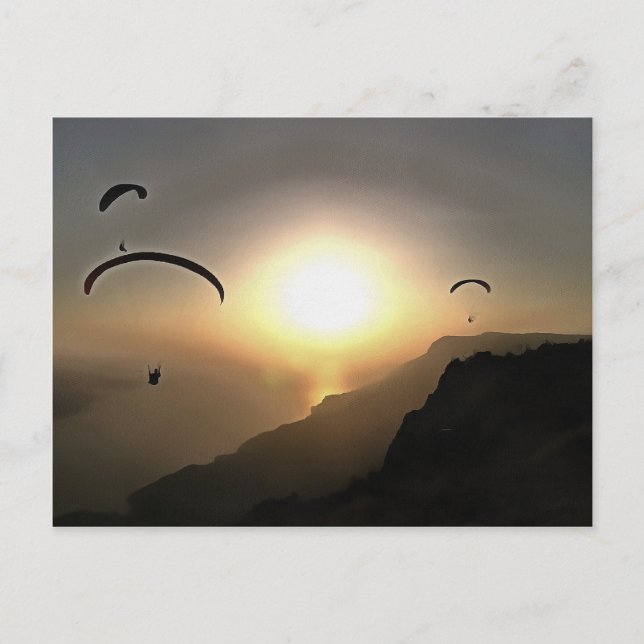 Paragliders Wanderlust Extreme Sports Art Postkarte (Vorderseite)