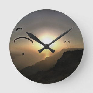 Paragliders Wanderlust Extreme Sports Art Runde Wanduhr