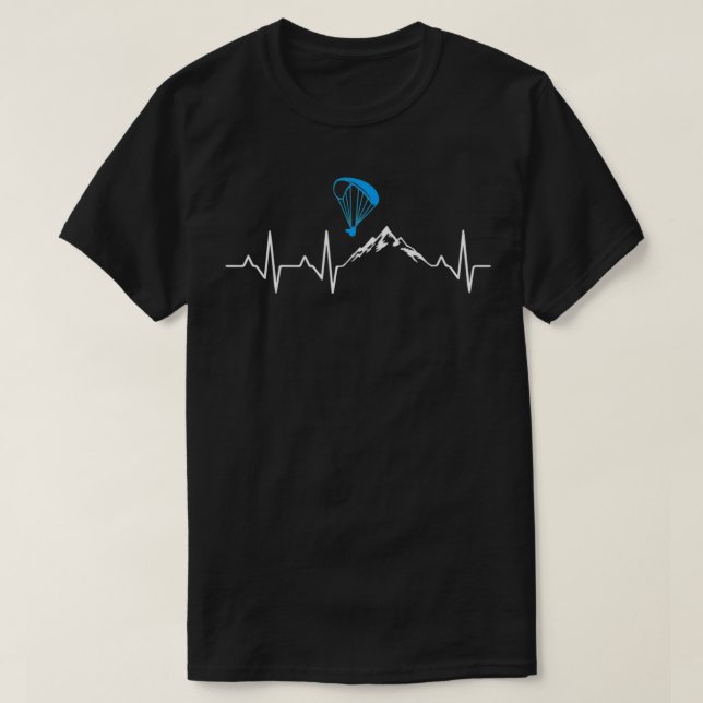 Paragliding Heartbeat Paraglider Parachute T-Shirt (Design vorne)