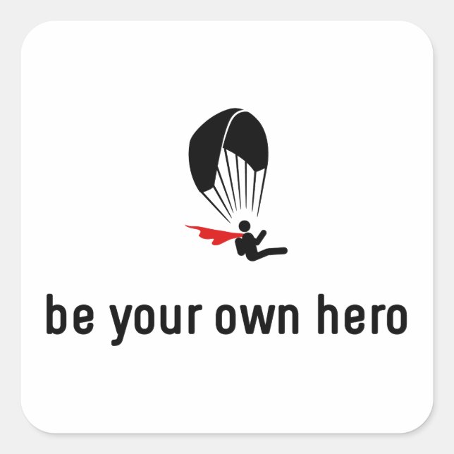 Paragliding Hero Quadratischer Aufkleber (Vorderseite)