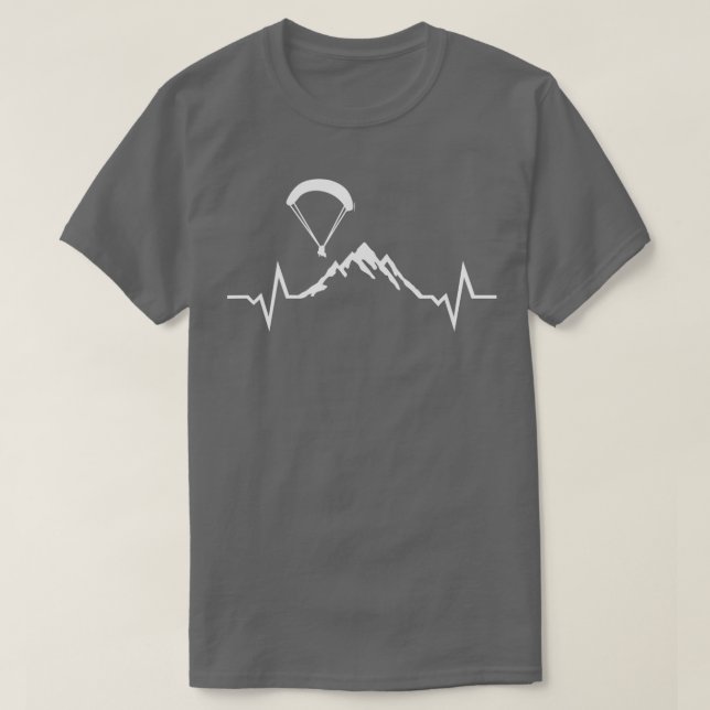 Paragliding Mountains amp ECG Heartbeat T-Shirt (Design vorne)