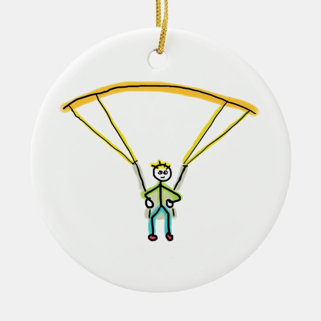 Paragliding Stickman Keramik Ornament (Vorne)