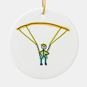 Paragliding-Strichmännchen Keramik Ornament