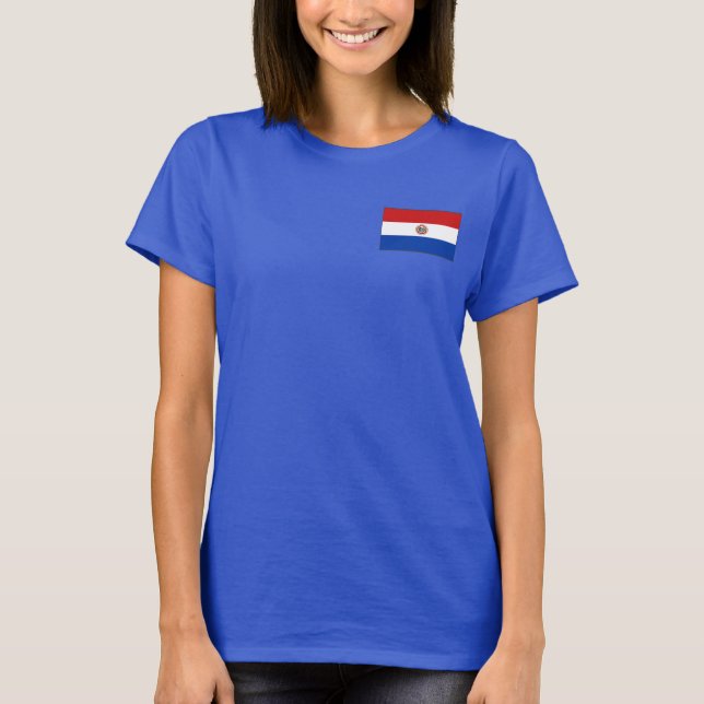 Paraguay Flag and Map dk T - Shirt (Vorderseite)