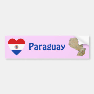 Paraguay-Flagge Herz + Karte Stoßstangenaufkleber Autoaufkleber