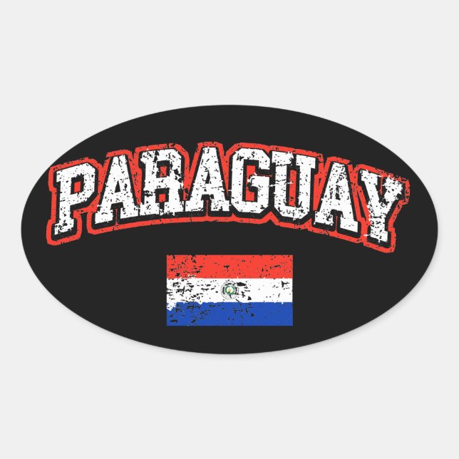 Paraguay-Flagge Ovaler Aufkleber (Vorderseite)