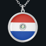Paraguay-Flagge Versilberte Kette<br><div class="desc">Patriotische Flagge von Paraguay.</div>