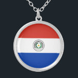 Paraguay-Flagge Versilberte Kette<br><div class="desc">Patriotische Flagge von Paraguay.</div>