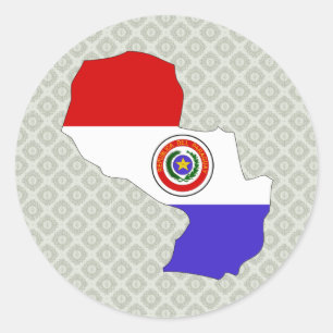 Paraguay-Flaggen-Karte Größengleich Runder Aufkleber