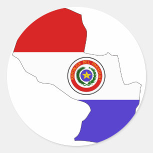 Paraguay-Flaggenkarte Runder Aufkleber