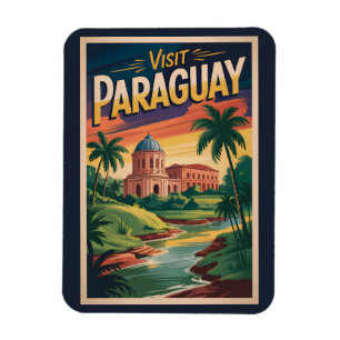 Paraguay Landschaft Illustration Reise Kunst Vinta Magnet