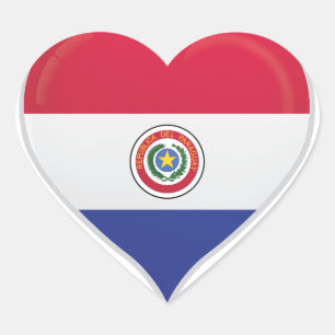 Paraguay Liebe Flaggenstempel Herz-Aufkleber