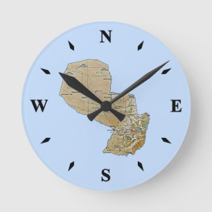 Paraguay Map Clock Runde Wanduhr