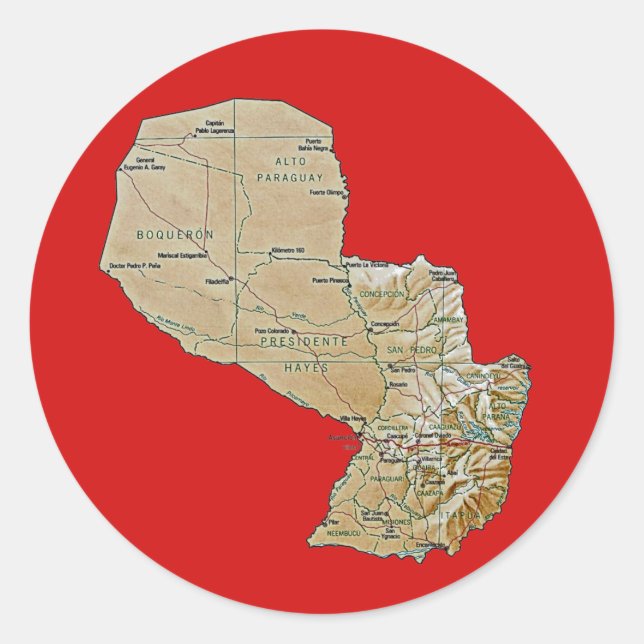 Paraguay Map Sticker (Vorderseite)