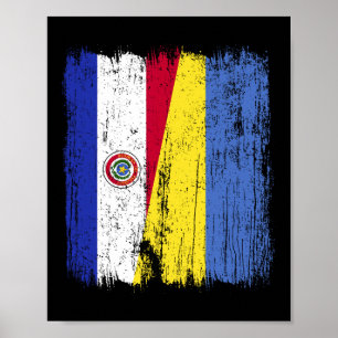 Paraguay Ukraine Halbflagge Paraguayisch Ukrainisc Poster