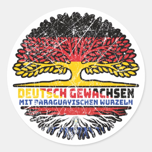 Paraguayisch Deutsch Deutschland Baum Runder Aufkleber (Vorderseite)
