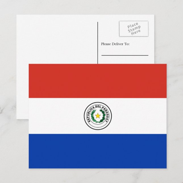 Paraguayische Flagge, Flagge Paraguays Postkarte (Vorne/Hinten)
