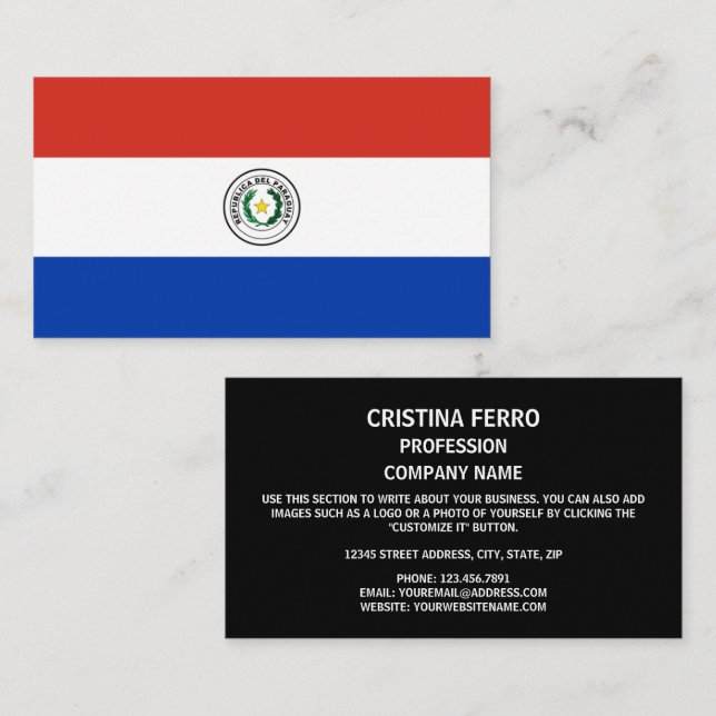Paraguayische Flagge, Flagge Paraguays Visitenkarte (Vorne/Hinten)
